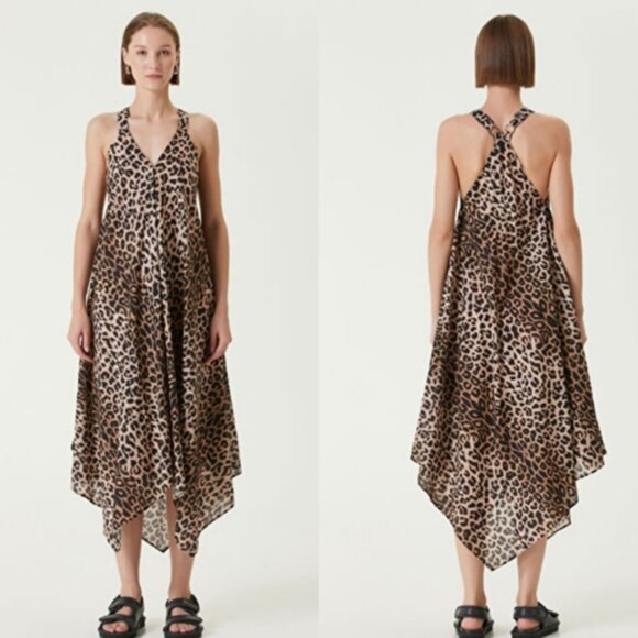 NWT All Saints Lil Leppo Brown Animal Print Asymmetrical Mini Dress - Picture 16 of 16